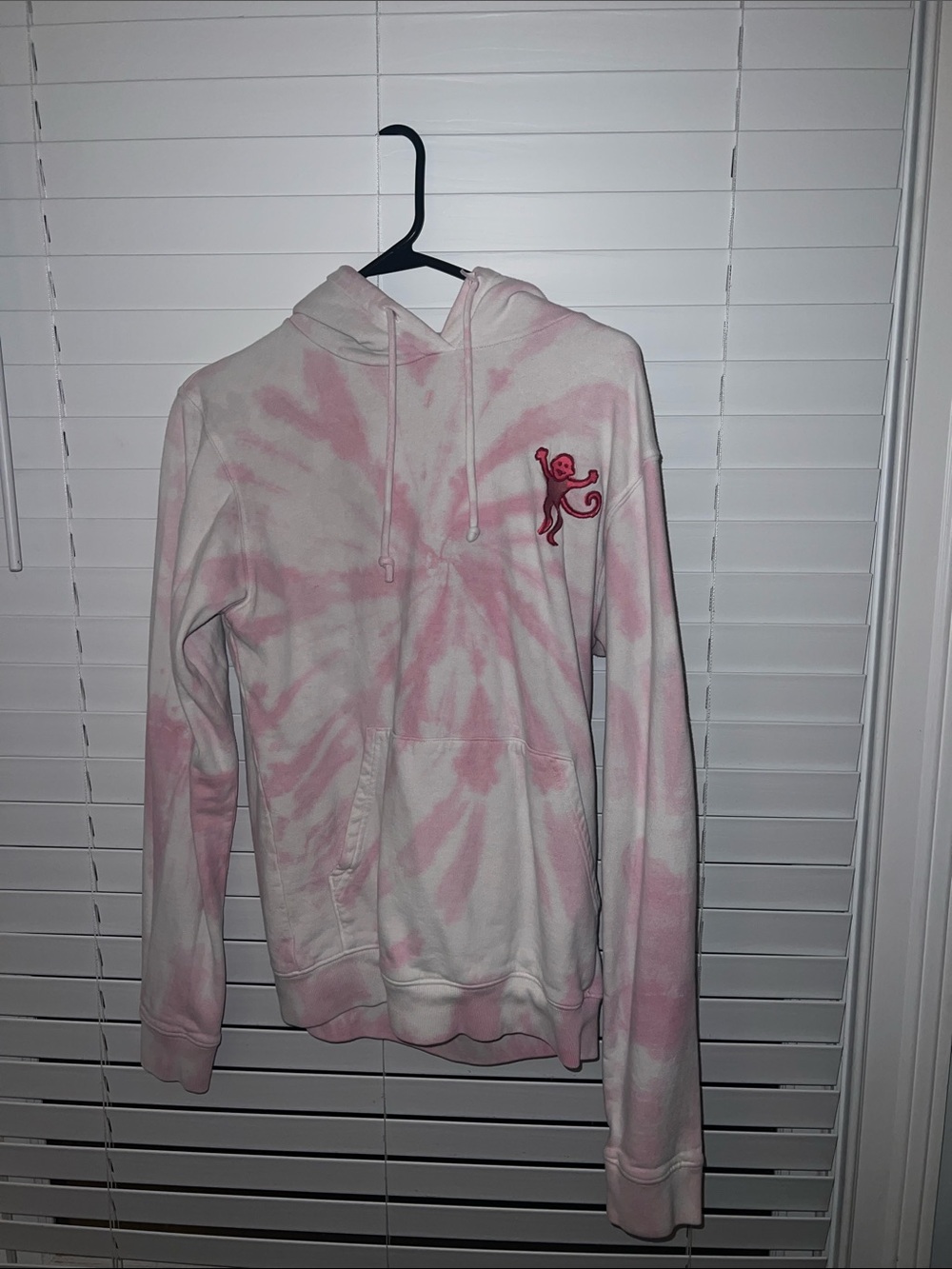 Pink roller rabbit Tie-Dye Hoodie with Monkey Patch